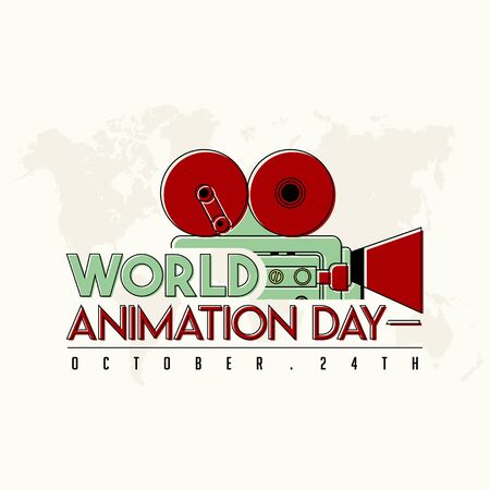 Typography for World Animation Day with camcorder vector designのイラスト素材