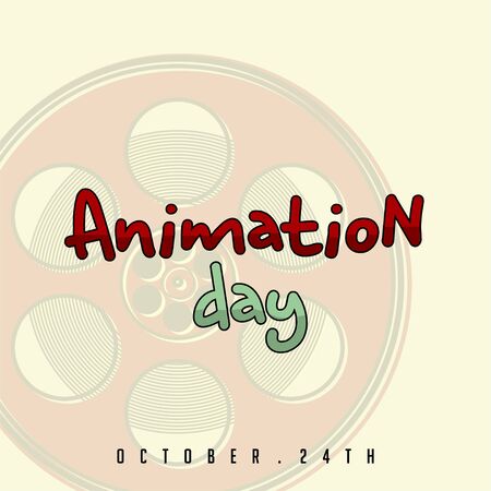 Typography for Animation Day with movie roll backgroundのイラスト素材