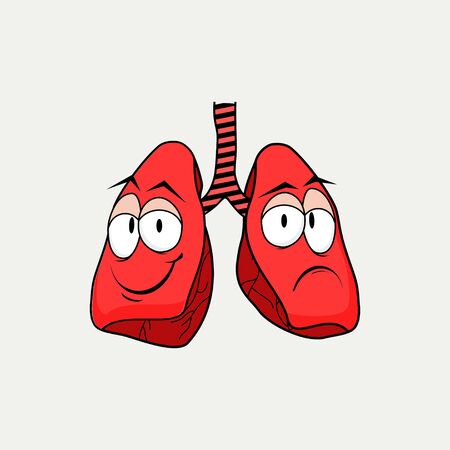 Red Lungs icon vector, one side smiles, the other side poutsのイラスト素材