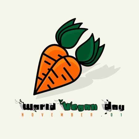 World Vegan Day with Carrot vector designのイラスト素材