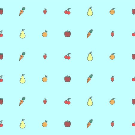 Fruit, Vegetables Seamless Pattern Wallpaper Background Vector Designのイラスト素材