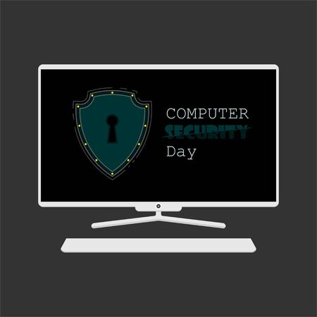 Computer Security Day on Personal Computer Monitor Template Vector Designのイラスト素材