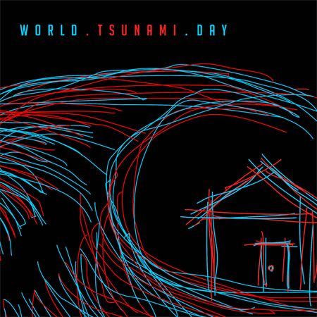 line art, outline neon light concept design for world tsunami dayのイラスト素材