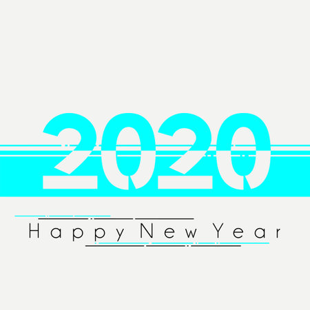 Happy New Year 2020 Typography Style, blue effectのイラスト素材