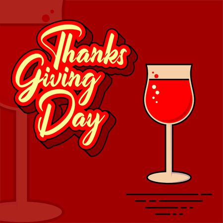 Happy Thanksgiving with Flat wine vector designのイラスト素材