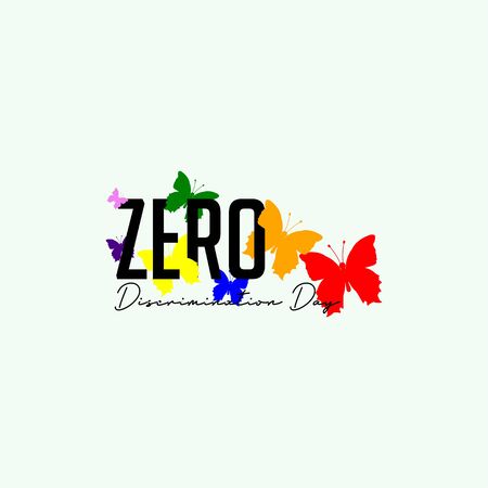 Typography for Zero Discrimination Day on 1 March vector Illustration with butterfly designのイラスト素材