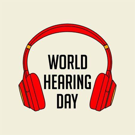 World Hearing Day Design with Earphone Vector Cartoonのイラスト素材