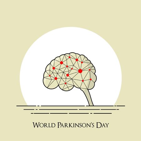 World Parkinson's Day with Neuron on Brain vector Designのイラスト素材