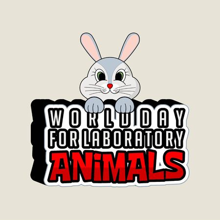 World Day for Laboratory Animals vector design with Rabbit peeking up the textのイラスト素材