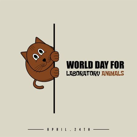 World Day for Laboratory Animals vector design with cat peeking textのイラスト素材