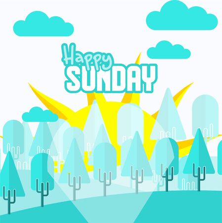 Happy Sun Day vector design with sunlight sunlight seen from the forestのイラスト素材