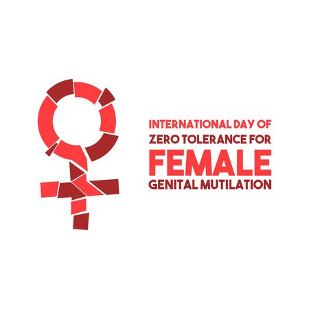 International day of Zero Tolerance for Female Genital Mutilation Vector Design with broken female iconのイラスト素材