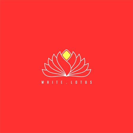 Outline (Line art) White Lotus vector Illustration for template designのイラスト素材