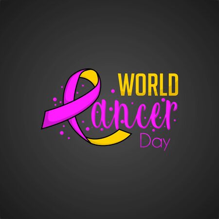 Typography for World Cancer Day with Ribbon Vector Illustration for template Designのイラスト素材