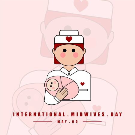 International Midwives Day. Midwives and Baby. Mom and Baby. celebrating on 05 may. vector Illustrationのイラスト素材