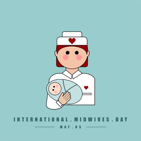 International Midwives Day. Midwives and Baby. Mom and Baby. celebrating on 05 may. vector Illustrationのイラスト素材