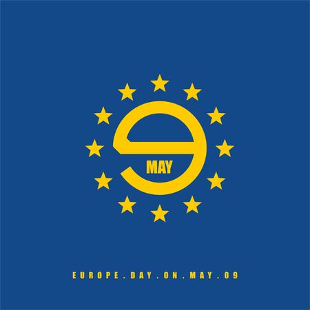 Typography for Europe day. Europe Day on 9 May. Europe Day Logo. vector Illustration. Template Designのイラスト素材
