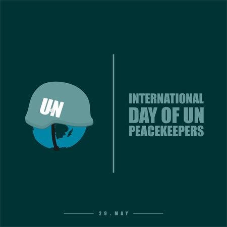 International day of UN Peacekeepers. The Earth using UN Helmet. Vector Illustrationのイラスト素材