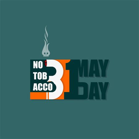 World No Tobacco Day. Typography logo with cigarette. devil smoke vector. Celebrate on May 31. Vector Illustration.のイラスト素材