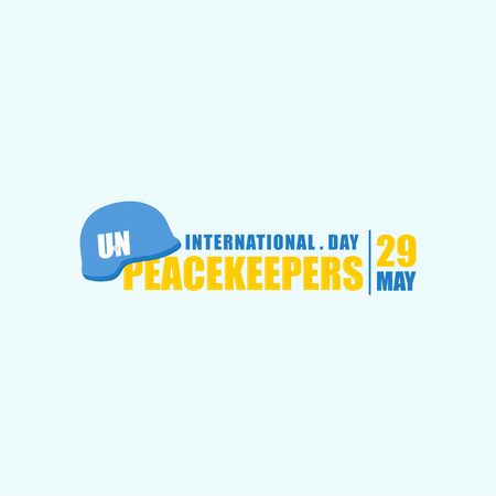 International day of UN Peacekeepers. Celebrate on May 29. Typography text with Helmet. Vector Illustrationのイラスト素材