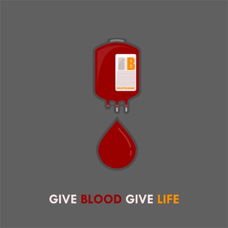 World Blood Donor Day. Blood Bag design. dripping Blood from blood bag. Give Blood Give Life. vector illustration.のイラスト素材