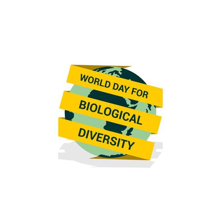 World Day For Biological Diversity with the Ribbon text surrounding the earth design. Illustration. Earth and Ribbon template designのイラスト素材