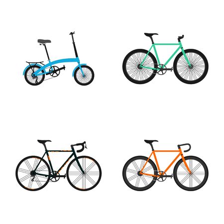 Set of Bicycle design. Mountain Bike, Folding Bike, Racing Bike, and Road Bike. good for bicycle day template design or other design about bicycle.のイラスト素材