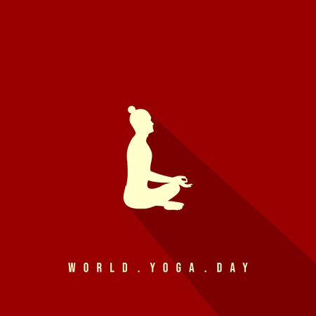World Yoga Day vector with men on meditating. good template for yoga sport design.のイラスト素材