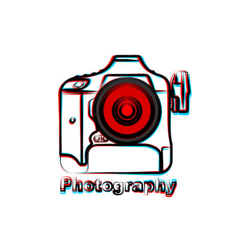 Outline art Camera illustration. Good template for Photography design.のイラスト素材