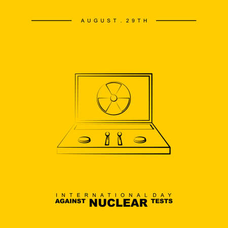 International Day Against Nuclear Test with Line art design of Nuclear briefcase vector illustration.のイラスト素材