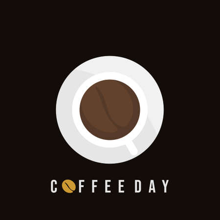 Coffee day logo design with coffee cup vector illustration. Perfect template for International Coffee Dayのイラスト素材