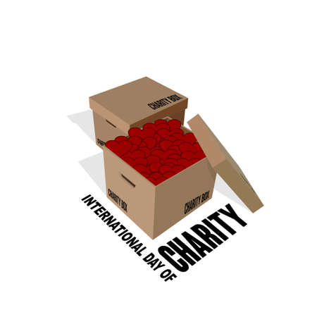 Charity Box containing love shape vector illustration. Good template for Charity or money design.