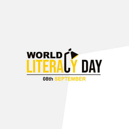 Typography design of World Literacy Day vector Illustration with Study Lamp concept.のイラスト素材
