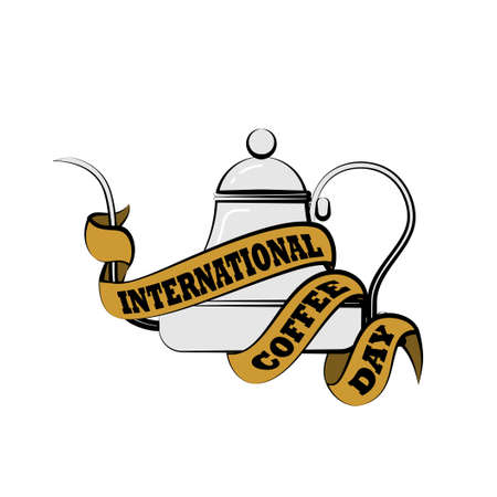 Retro Typography design with Coffee pot vector illustration. good template for coffee design.のイラスト素材