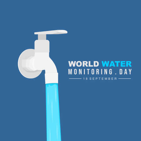 Water flows from the faucet vector illustration. Perfect template for water day.のイラスト素材