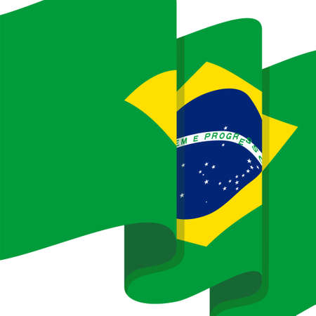 Raising of Brazil flag vector illustration. Good template for Brazil independence day design.のイラスト素材