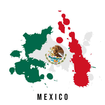 Grunge design of Mexican flag. Good template for Mexican independence day design.のイラスト素材