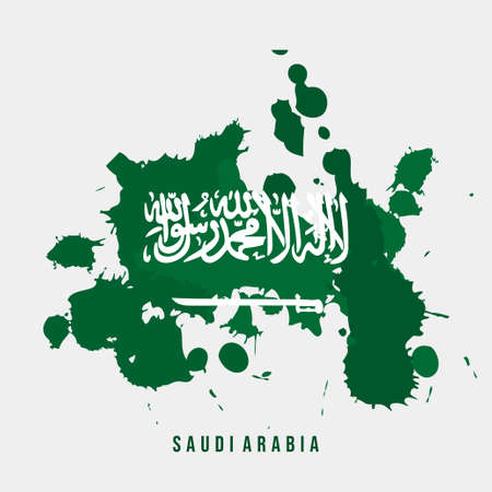 Grunge design of Saudi Arabia flag. Good template for Saudi Arabia independence day design.のイラスト素材