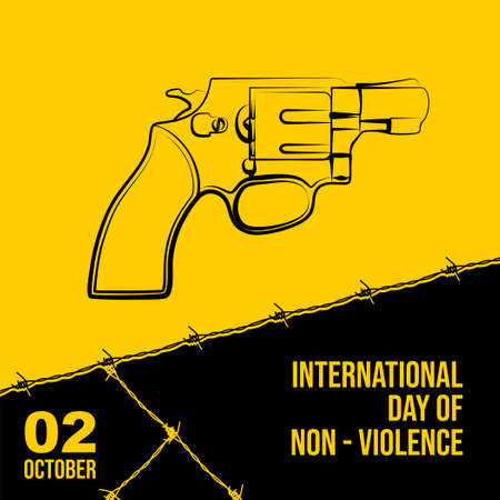 Outline design of Gun vector illustration. Good template for International Day of Non-Violence design.のイラスト素材