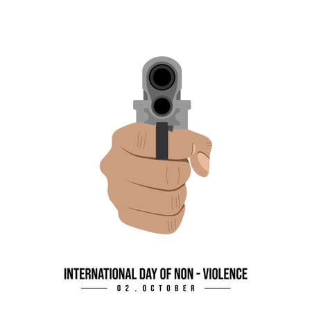 Pointing a gun with hand vector illustration. Good template for International Day of Non-Violence design.のイラスト素材