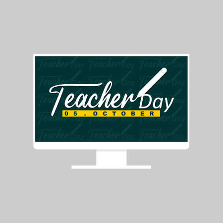 Teacher Day design in Computer monitor design when celebrate on 5 octoberのイラスト素材