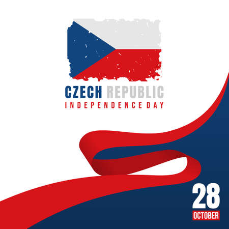 Czech Republic Independence Day with Grunge of flag and background design.のイラスト素材
