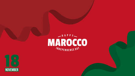 Happy Marocco Independence Day design with background of Marocco flag vector illustrationのイラスト素材