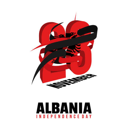 Albania Independence Day design with Realistic Typography number of 28 that celebrate on 28 November.のイラスト素材