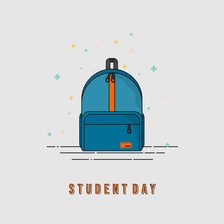 Happy Student Day vector illustration with Blue Bag design. Good template for education or back to school design.のイラスト素材