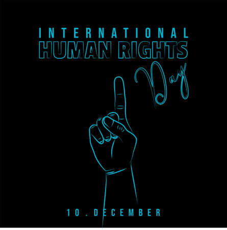 International Human rights day with Line art design of Raising up the finger vector illustration. Good template for Human rights design.のイラスト素材