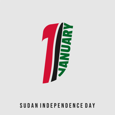 Typography design of number 1. Template design for Sudan Independence Day on 1 January.のイラスト素材