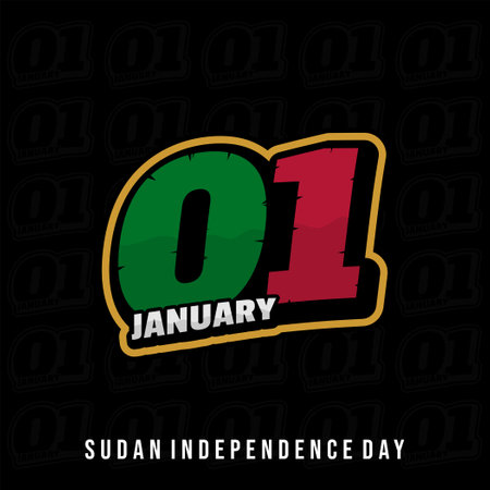 Typography of number 1 with racing concept design. Template design for Sudan Independence Day on 1 January.のイラスト素材