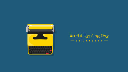 Antique typewriter top view vector illustration. Good template for World Typing Day design.のイラスト素材