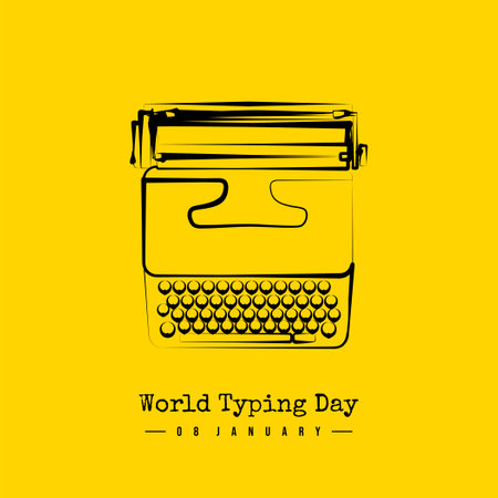 Line art design of typewriter top view vector illustration. Good template for World Typing Day design.のイラスト素材
